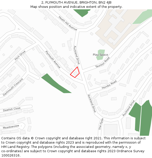 2, PLYMOUTH AVENUE, BRIGHTON, BN2 4JB: Location map and indicative extent of plot