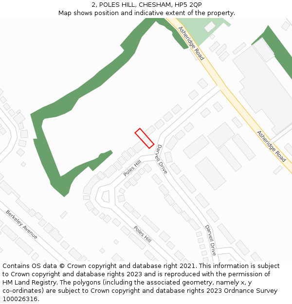 2, POLES HILL, CHESHAM, HP5 2QP: Location map and indicative extent of plot