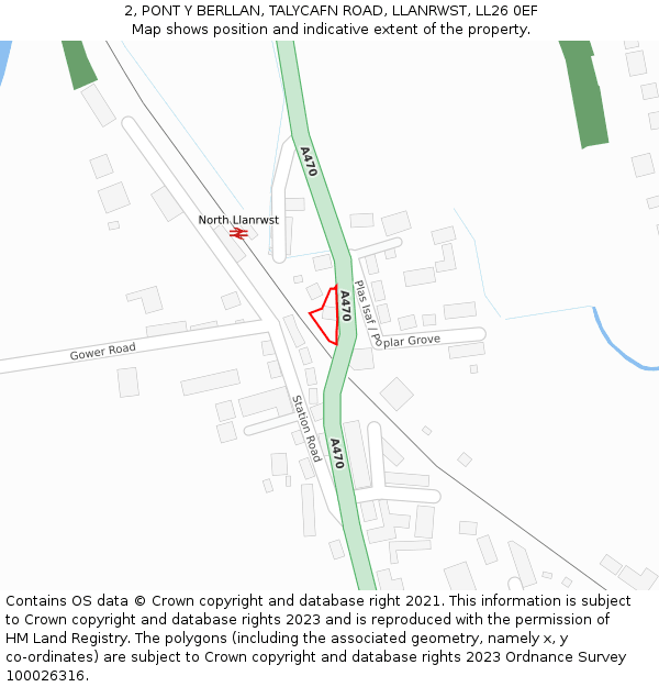 2, PONT Y BERLLAN, TALYCAFN ROAD, LLANRWST, LL26 0EF: Location map and indicative extent of plot