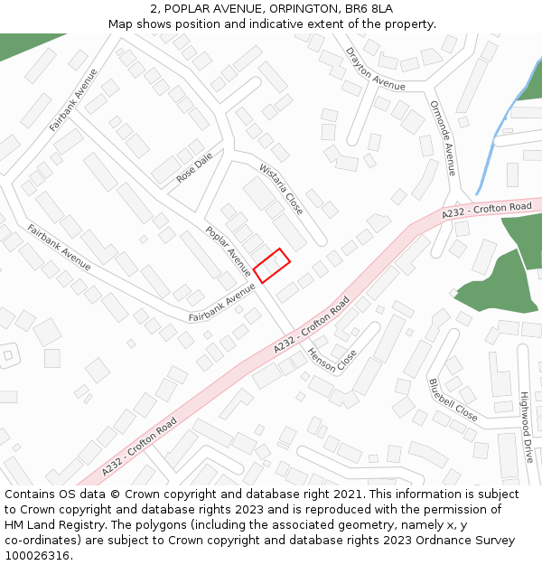 2, POPLAR AVENUE, ORPINGTON, BR6 8LA: Location map and indicative extent of plot