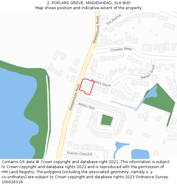 2, POPLARS GROVE, MAIDENHEAD, SL6 8HD: Location map and indicative extent of plot