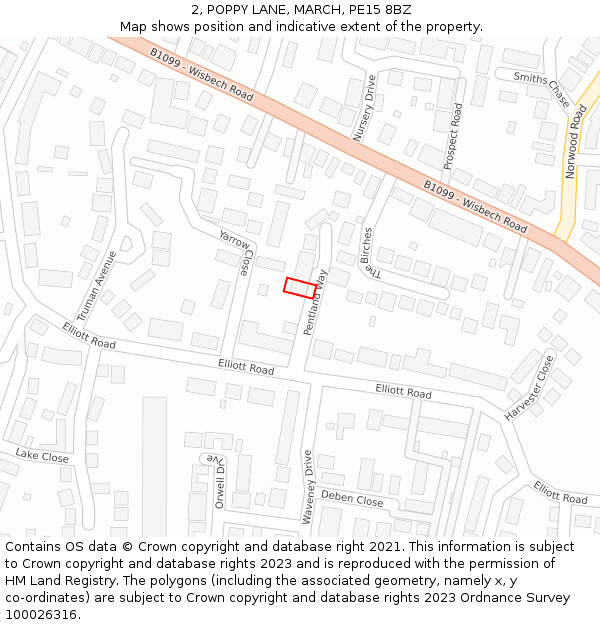 2, POPPY LANE, MARCH, PE15 8BZ: Location map and indicative extent of plot