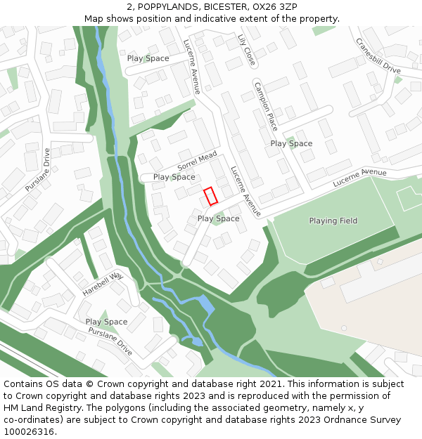 2, POPPYLANDS, BICESTER, OX26 3ZP: Location map and indicative extent of plot