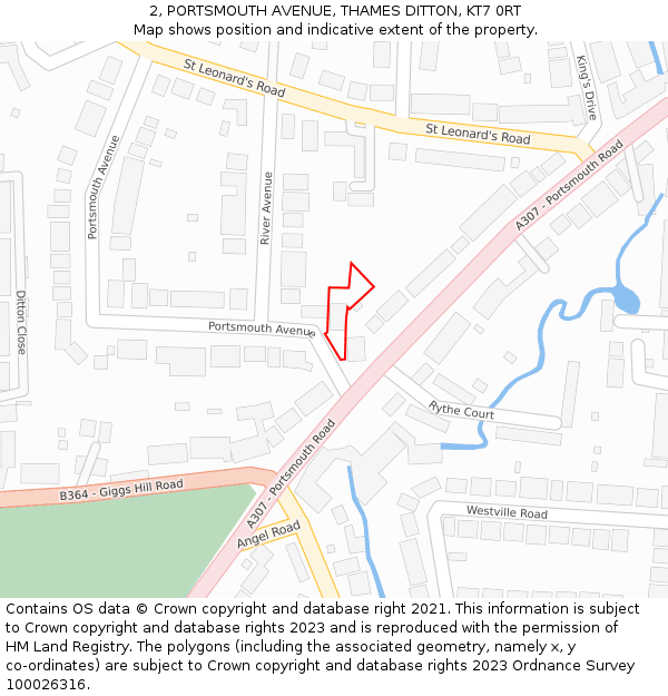 2, PORTSMOUTH AVENUE, THAMES DITTON, KT7 0RT: Location map and indicative extent of plot