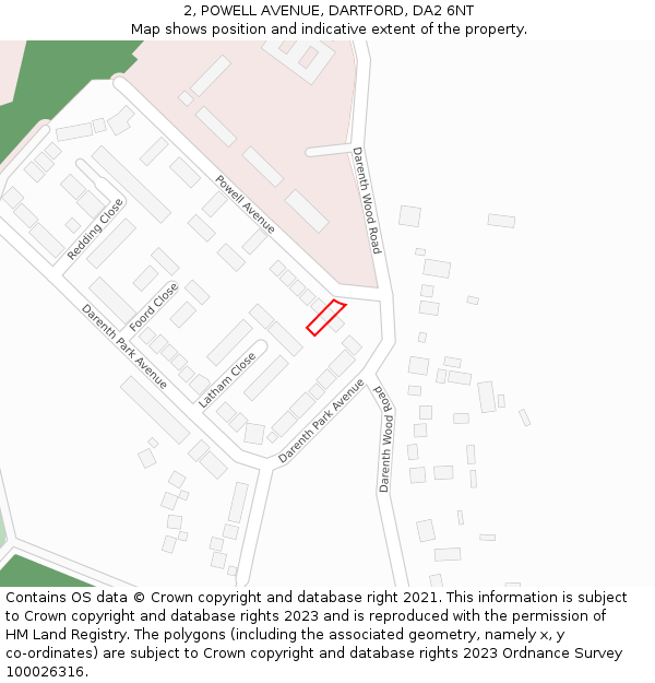 2, POWELL AVENUE, DARTFORD, DA2 6NT: Location map and indicative extent of plot