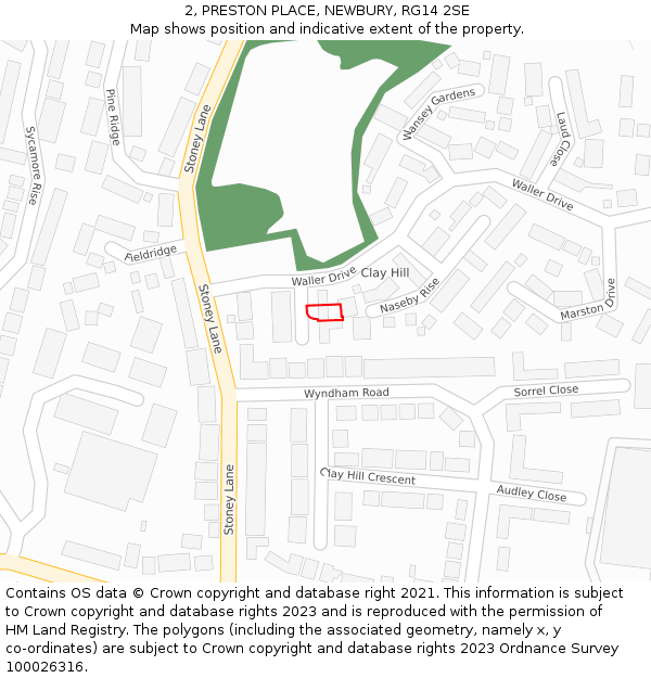 2, PRESTON PLACE, NEWBURY, RG14 2SE: Location map and indicative extent of plot