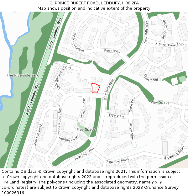 2, PRINCE RUPERT ROAD, LEDBURY, HR8 2FA: Location map and indicative extent of plot
