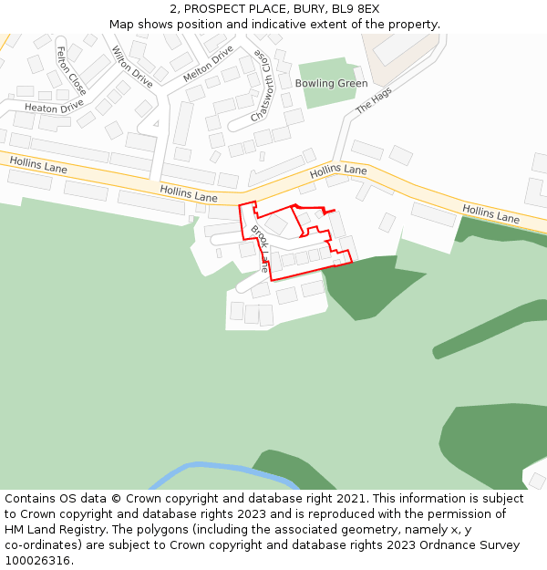 2, PROSPECT PLACE, BURY, BL9 8EX: Location map and indicative extent of plot