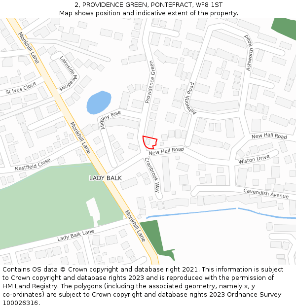 2, PROVIDENCE GREEN, PONTEFRACT, WF8 1ST: Location map and indicative extent of plot