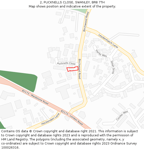 2, PUCKNELLS CLOSE, SWANLEY, BR8 7TH: Location map and indicative extent of plot