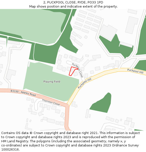 2, PUCKPOOL CLOSE, RYDE, PO33 1PD: Location map and indicative extent of plot