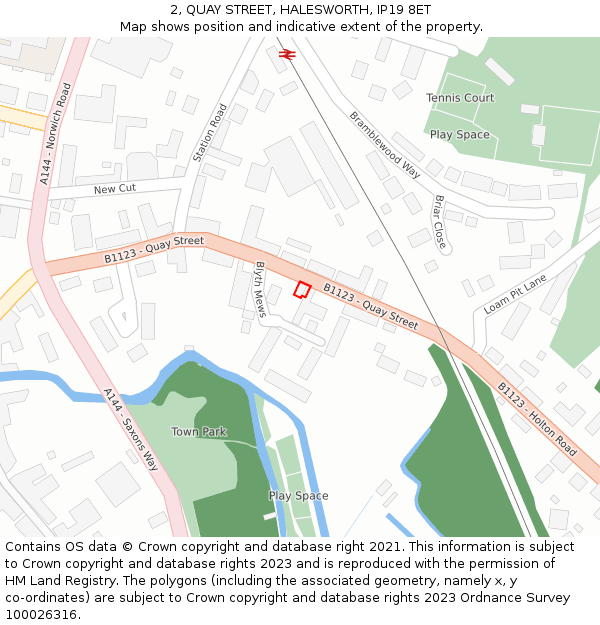 2, QUAY STREET, HALESWORTH, IP19 8ET: Location map and indicative extent of plot