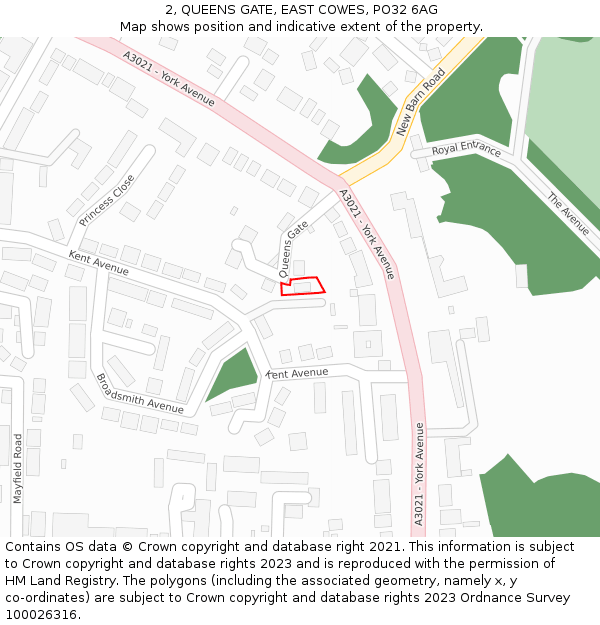 2, QUEENS GATE, EAST COWES, PO32 6AG: Location map and indicative extent of plot