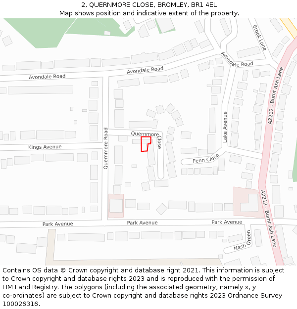 2, QUERNMORE CLOSE, BROMLEY, BR1 4EL: Location map and indicative extent of plot