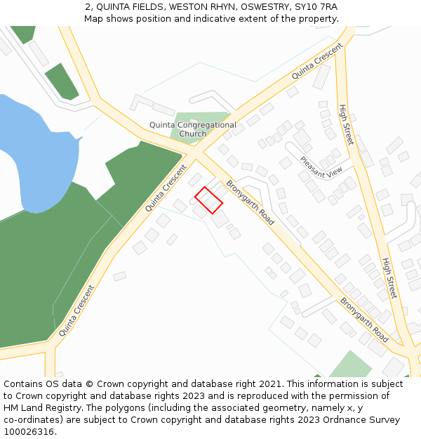 2, QUINTA FIELDS, WESTON RHYN, OSWESTRY, SY10 7RA: Location map and indicative extent of plot