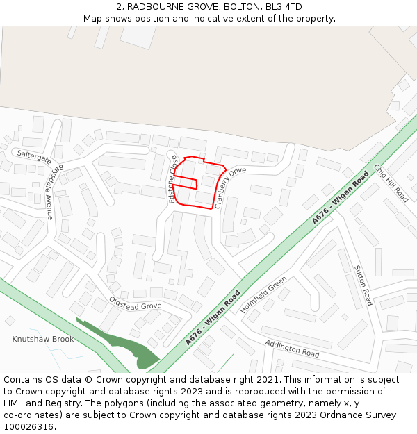 2, RADBOURNE GROVE, BOLTON, BL3 4TD: Location map and indicative extent of plot