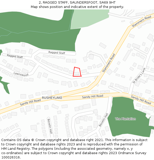 2, RAGGED STAFF, SAUNDERSFOOT, SA69 9HT: Location map and indicative extent of plot