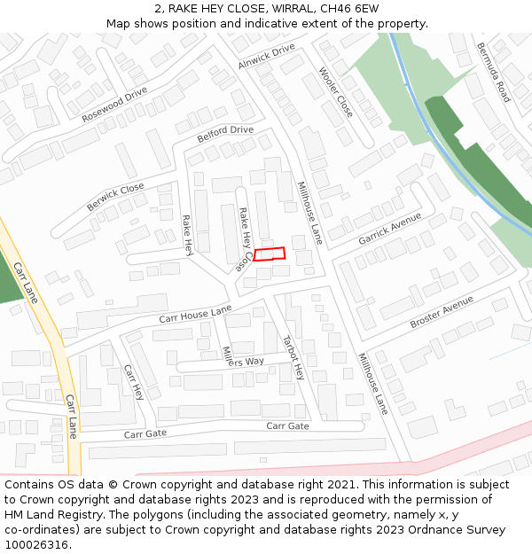 2, RAKE HEY CLOSE, WIRRAL, CH46 6EW: Location map and indicative extent of plot