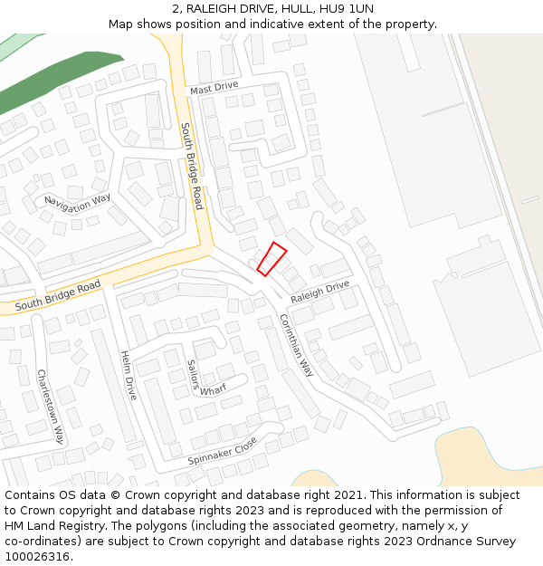 2, RALEIGH DRIVE, HULL, HU9 1UN: Location map and indicative extent of plot