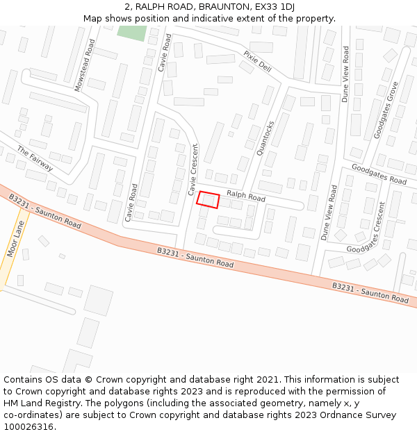2, RALPH ROAD, BRAUNTON, EX33 1DJ: Location map and indicative extent of plot