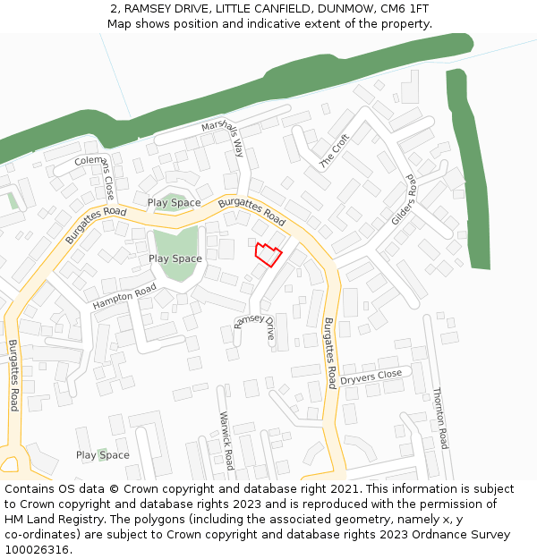 2, RAMSEY DRIVE, LITTLE CANFIELD, DUNMOW, CM6 1FT: Location map and indicative extent of plot