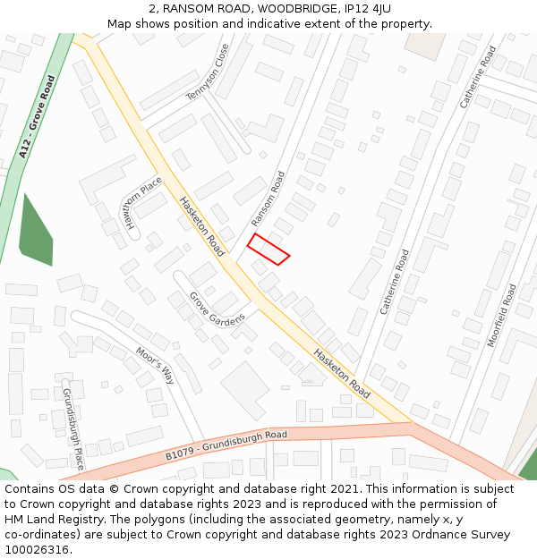 2, RANSOM ROAD, WOODBRIDGE, IP12 4JU: Location map and indicative extent of plot