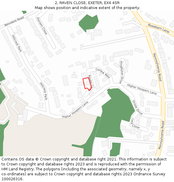 2, RAVEN CLOSE, EXETER, EX4 4SR: Location map and indicative extent of plot