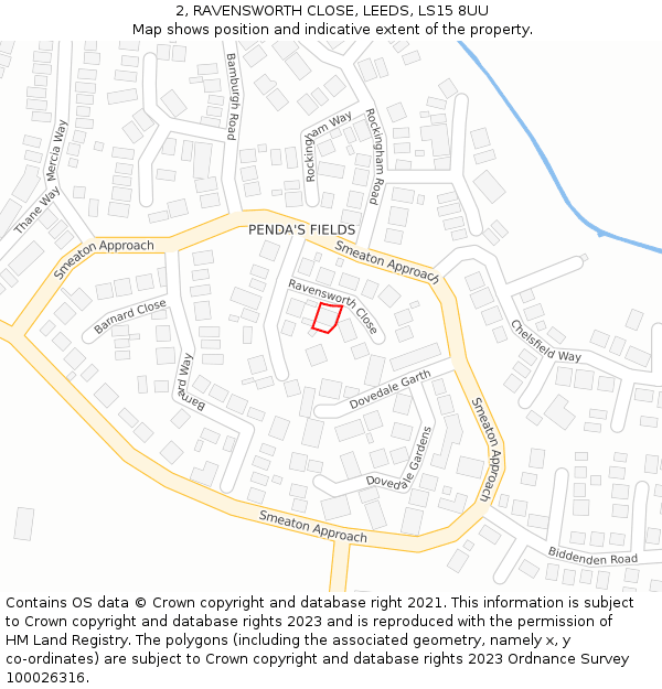 2, RAVENSWORTH CLOSE, LEEDS, LS15 8UU: Location map and indicative extent of plot