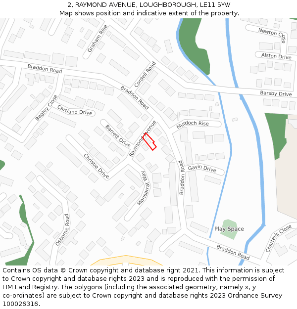 2, RAYMOND AVENUE, LOUGHBOROUGH, LE11 5YW: Location map and indicative extent of plot