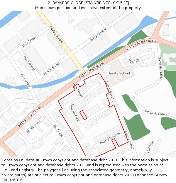 2, RAYNERS CLOSE, STALYBRIDGE, SK15 1TJ: Location map and indicative extent of plot