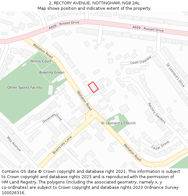 2, RECTORY AVENUE, NOTTINGHAM, NG8 2AL: Location map and indicative extent of plot