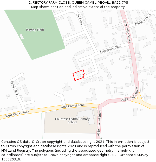 2, RECTORY FARM CLOSE, QUEEN CAMEL, YEOVIL, BA22 7PS: Location map and indicative extent of plot