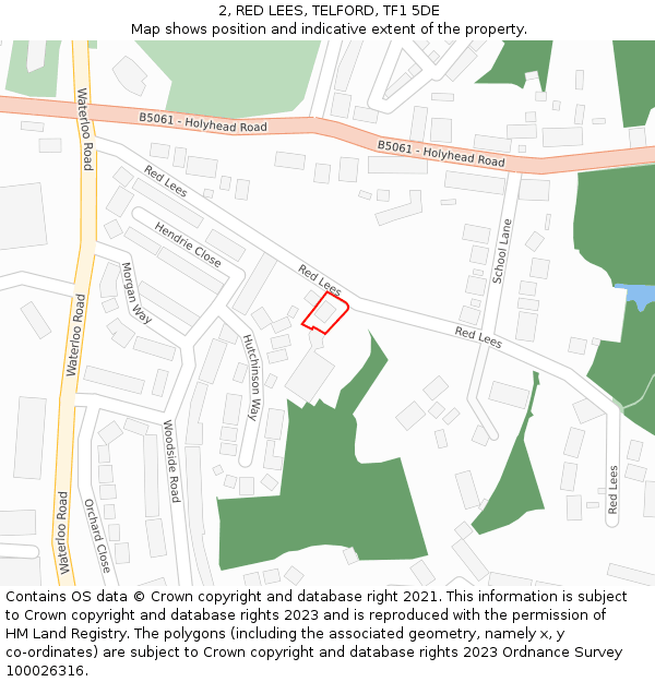 2, RED LEES, TELFORD, TF1 5DE: Location map and indicative extent of plot