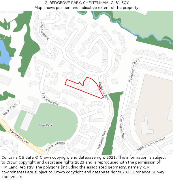 2, REDGROVE PARK, CHELTENHAM, GL51 6QY: Location map and indicative extent of plot