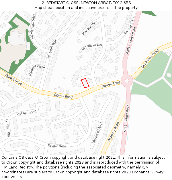 2, REDSTART CLOSE, NEWTON ABBOT, TQ12 6BS: Location map and indicative extent of plot