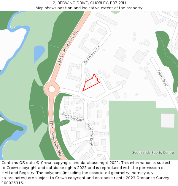 2, REDWING DRIVE, CHORLEY, PR7 2RH: Location map and indicative extent of plot