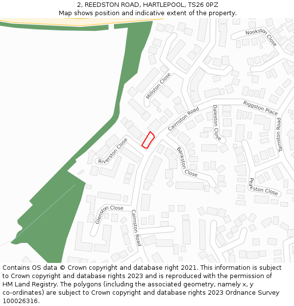 2, REEDSTON ROAD, HARTLEPOOL, TS26 0PZ: Location map and indicative extent of plot