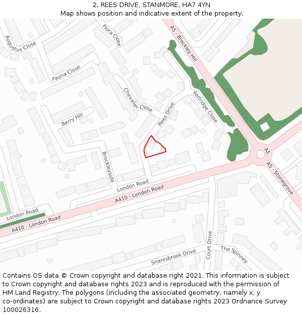 2, REES DRIVE, STANMORE, HA7 4YN: Location map and indicative extent of plot