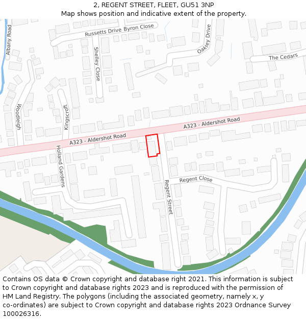 2, REGENT STREET, FLEET, GU51 3NP: Location map and indicative extent of plot