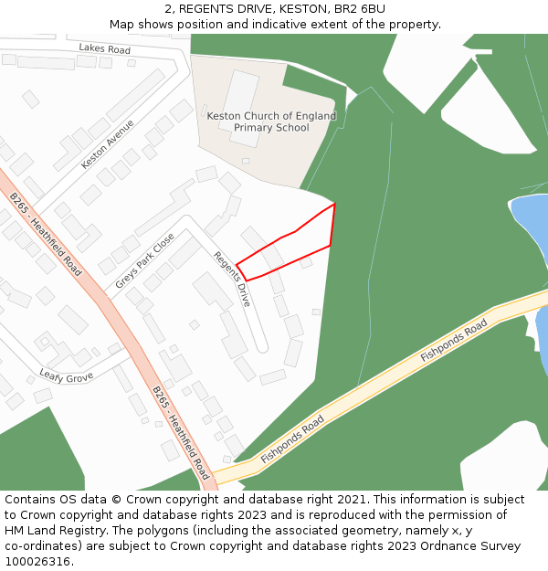 2, REGENTS DRIVE, KESTON, BR2 6BU: Location map and indicative extent of plot