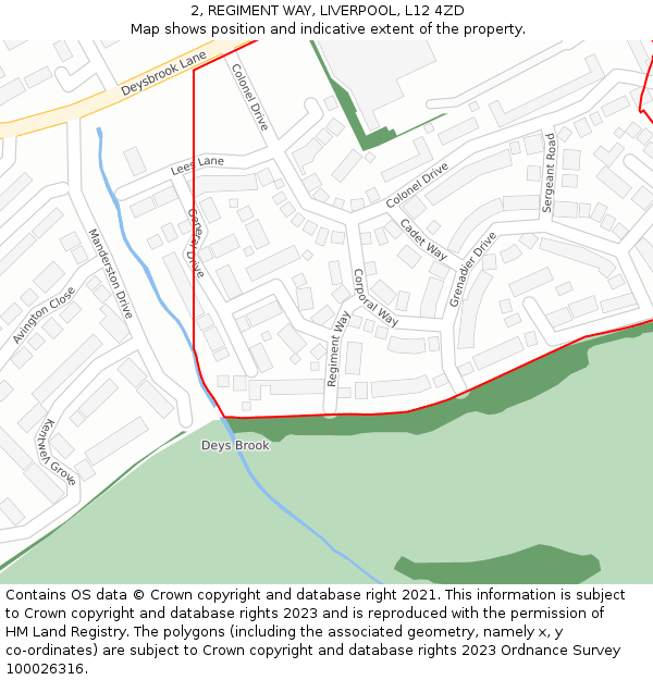 2, REGIMENT WAY, LIVERPOOL, L12 4ZD: Location map and indicative extent of plot