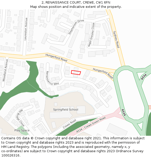 2, RENAISSANCE COURT, CREWE, CW1 6FN: Location map and indicative extent of plot