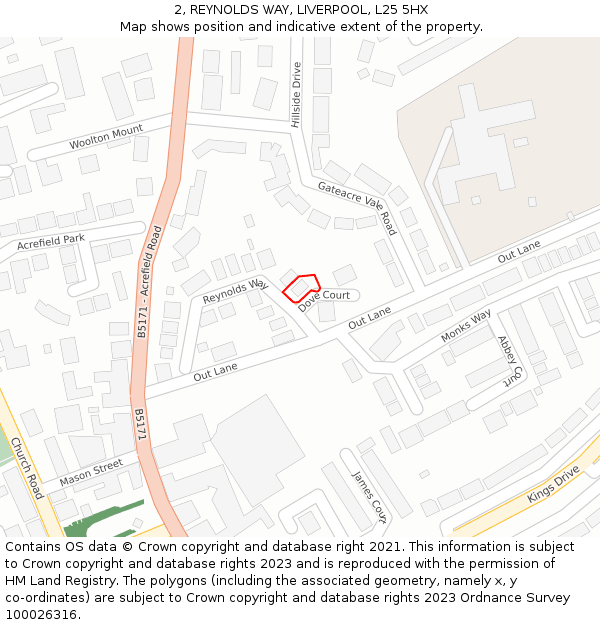 2, REYNOLDS WAY, LIVERPOOL, L25 5HX: Location map and indicative extent of plot