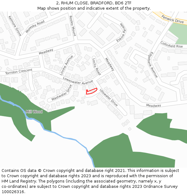 2, RHUM CLOSE, BRADFORD, BD6 2TF: Location map and indicative extent of plot