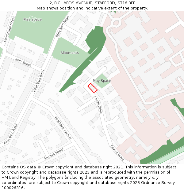 2, RICHARDS AVENUE, STAFFORD, ST16 3FE: Location map and indicative extent of plot