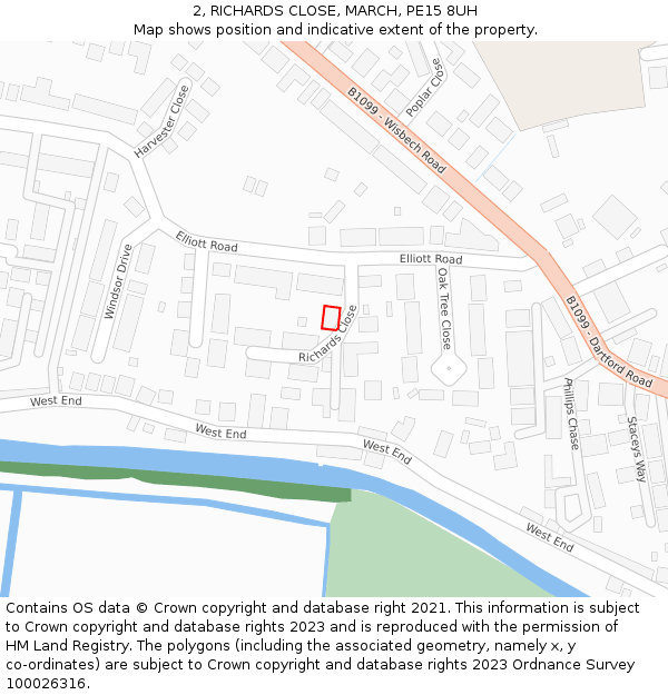 2, RICHARDS CLOSE, MARCH, PE15 8UH: Location map and indicative extent of plot