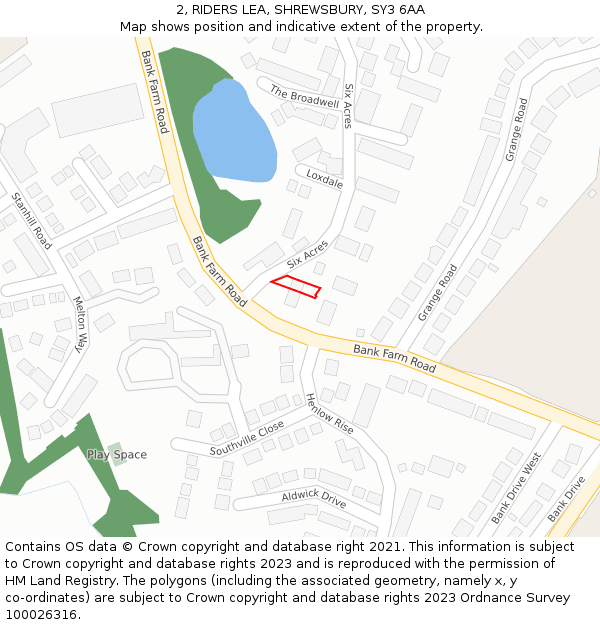 2, RIDERS LEA, SHREWSBURY, SY3 6AA: Location map and indicative extent of plot