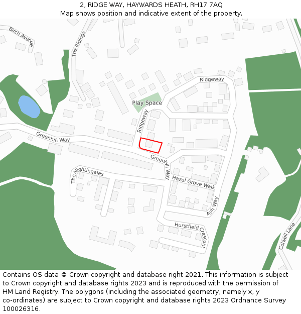 2, RIDGE WAY, HAYWARDS HEATH, RH17 7AQ: Location map and indicative extent of plot