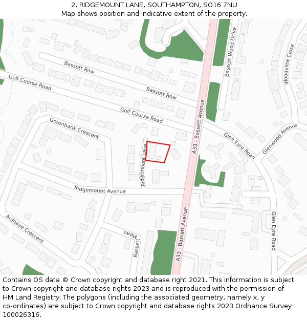 2, RIDGEMOUNT LANE, SOUTHAMPTON, SO16 7NU: Location map and indicative extent of plot