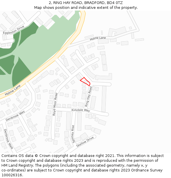 2, RING HAY ROAD, BRADFORD, BD4 0TZ: Location map and indicative extent of plot